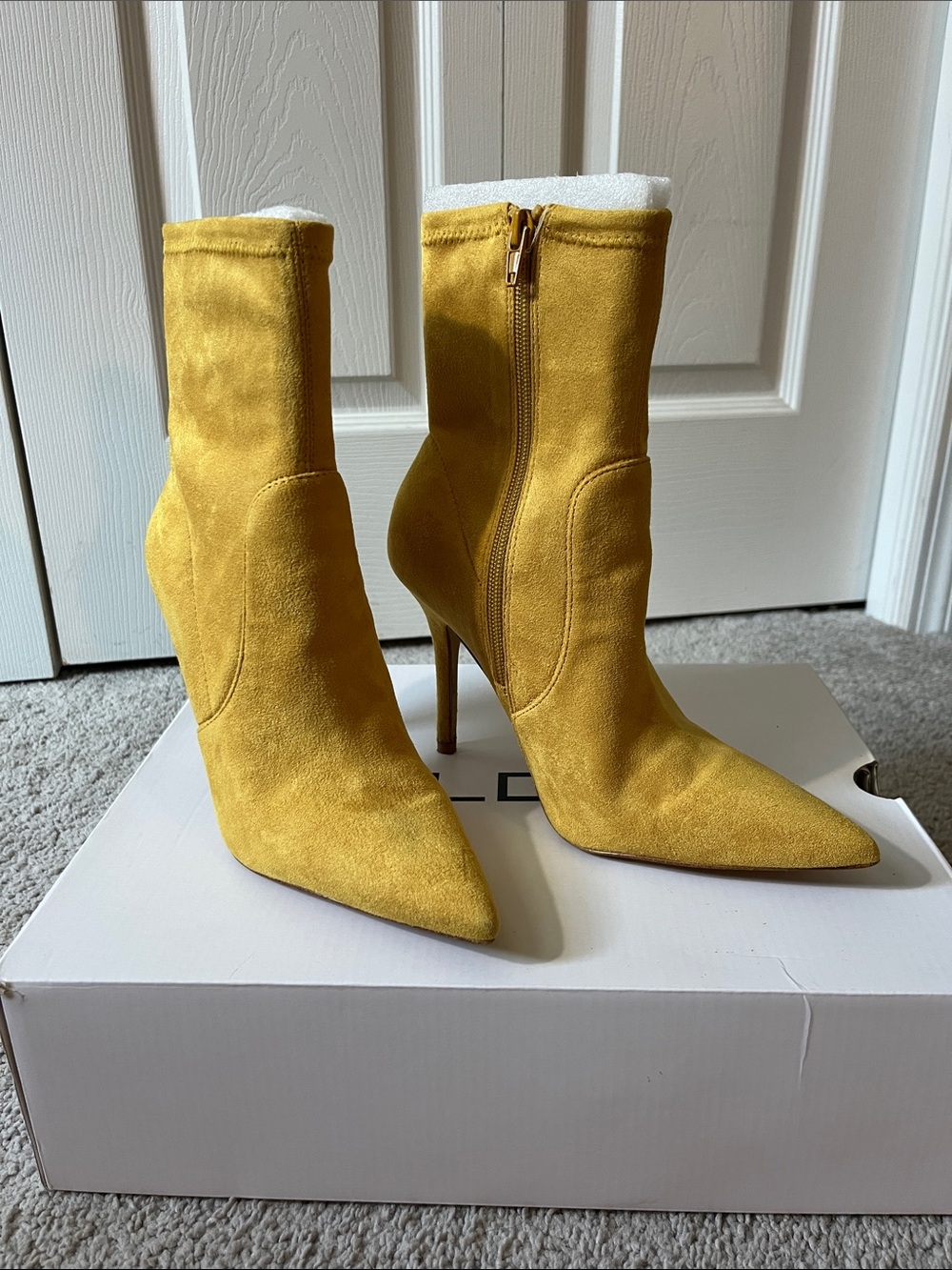 Aldo canary yellow Layswen heeled boots